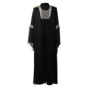 Women's Black Abaya with Gothic Style Crest